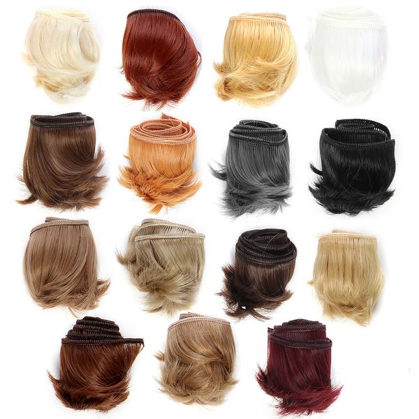 Puppenzubehör 5 cm DIY Mini schwarz weiß braun Farbe Locken Perücke Material Haar für 13 14 BJD HighTemperature 230424