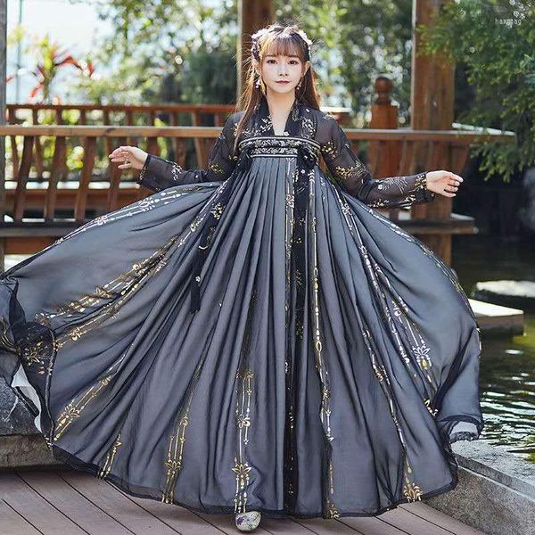Abbigliamento da palcoscenico Antica fata cinese Cosplay Hanfu per le donne Abito da donna Costume da principessa nobile Costume da ballo nazionale Abito rosso nero