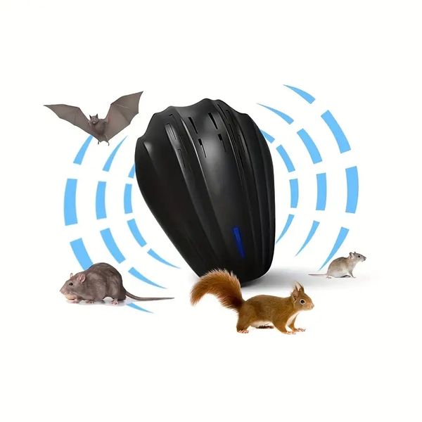 Plug-in ultrassônico de repelente de pragas de 1 unidade, repelente eletrônico de pragas interno/externo repele roedores, morcegos, baratas, moscas, mosquitos, pragas, cupins