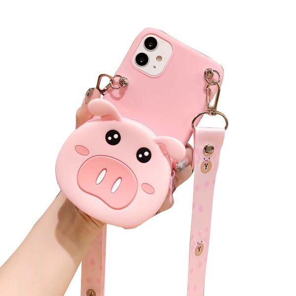 Crossbody Wallet Phone Cases Cartoon Bear Schutzhülle für Iphone Apple 14 Plus Pro Max 13 12 11 Girl Cute Card Bag Multifunktions-Handyhülle mit Riemen