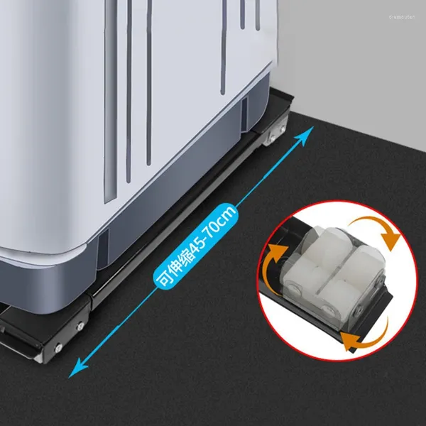 Ganchos trilhos com rodas para máquina de lavar roupa suporte móvel ajustável base de geladeira suporte de rolo móvel 24 rodas