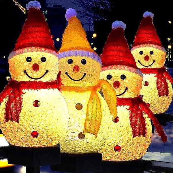 Lâmpadas de gramado LED Luzes de boneco de neve de Natal ao ar livre à prova d'água Solar Garden Lawn Lamps Ard Fence Lights para festa de férias Decoração de lanterna Q231125