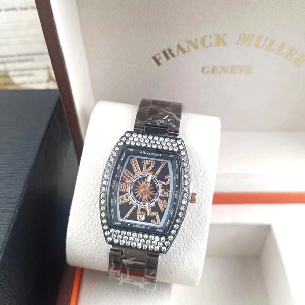 Orologio Ms Wom di alta qualità Orologio con cinturino ghiacciato con diamanti pieni Designer FRANCK MULLER Orologi al quarzo Movemt Coppia amanti Orologio da polso Moissanite Regali per