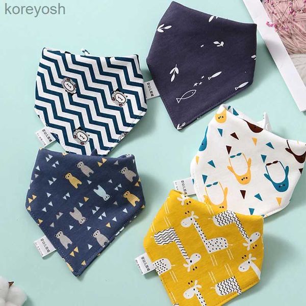 Lätzchen Spucktücher Babylätzchen 5 Teile/los Baumwolle Lätzchen Cartoon Druck Speichel Handtuch Baby Jungen Mädchen Lätzchen Neugeborene Fütterung Lätzchen Unisex Niedlich Bandana LätzchenL231125