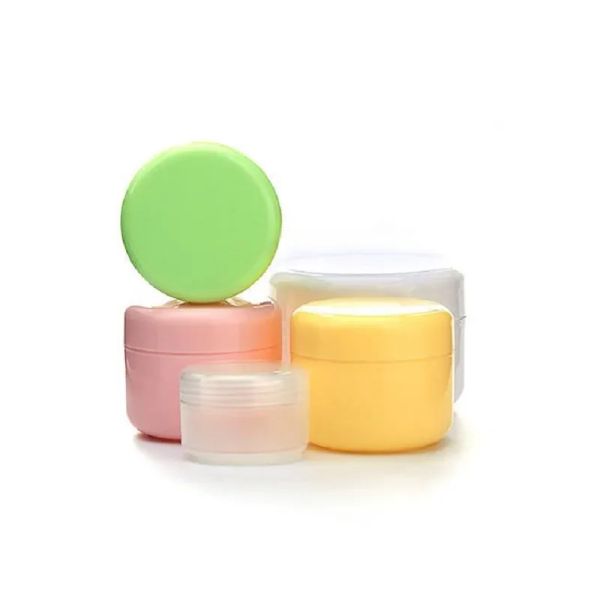 Vasetti di crema per emulsione in plastica PP All-match Bottiglia riutilizzabile Bianco Rosa Trasparente Verde Giallo Imballaggio cosmetico vuoto Vasetti per crema per gli occhi rotondi 20G 50G 100G