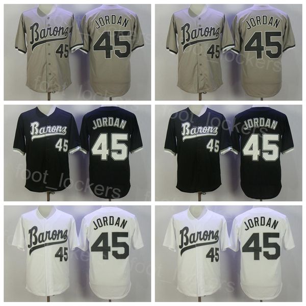 Moive 45 Birmingham Barons Film Baseball Jersey Michael Button Down Clipripe Черно -серого серого сшитого ретро -колледжа Cooperstown Cool Base Sport дышащий