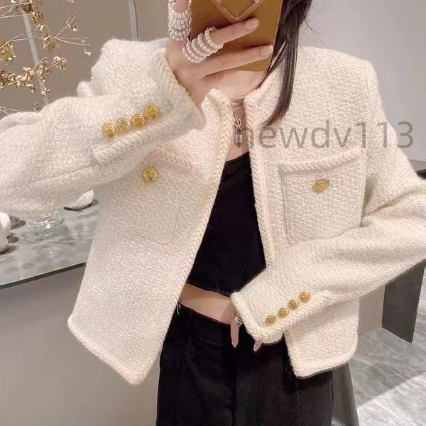 Jaqueta de designer feminina casaco tweed primavera e outono estilo fino-ajuste jaqueta feminina designer casual moda atmosfera casaco