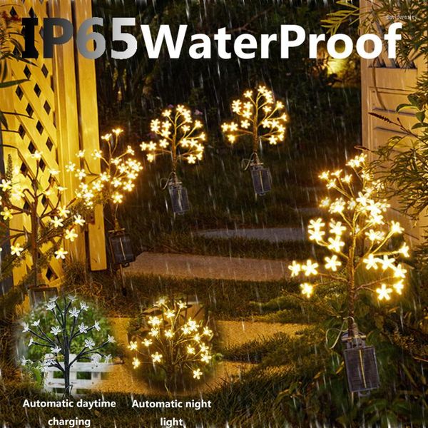 Solar-Kirschblüten-Rasen-Lichter im Freien wasserdichter feenhafter Baum für Landhaus-Garten-Weihnachtsschmuck-Lampe