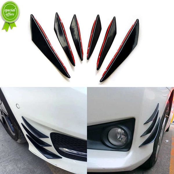 6 stücke Universal Schwarz Glanz Auto Styling Zubehör Auto Frontschürze Lippe Gummiflosse Splitter Spoiler Canard Valence Körper Aufkleber