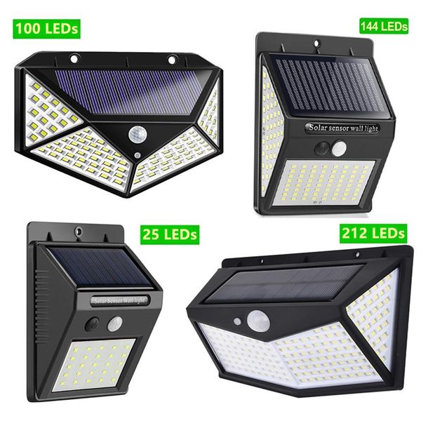 LED LUZ SOLAR LUBLEOURO AO ANTERIOR COM LUDRES DE PAREDE DE MOVIMENTO SENSOR DE PAREDEM ÁGUAs, alimentado para decoração de jardim 25 100 144 212 300LED265A