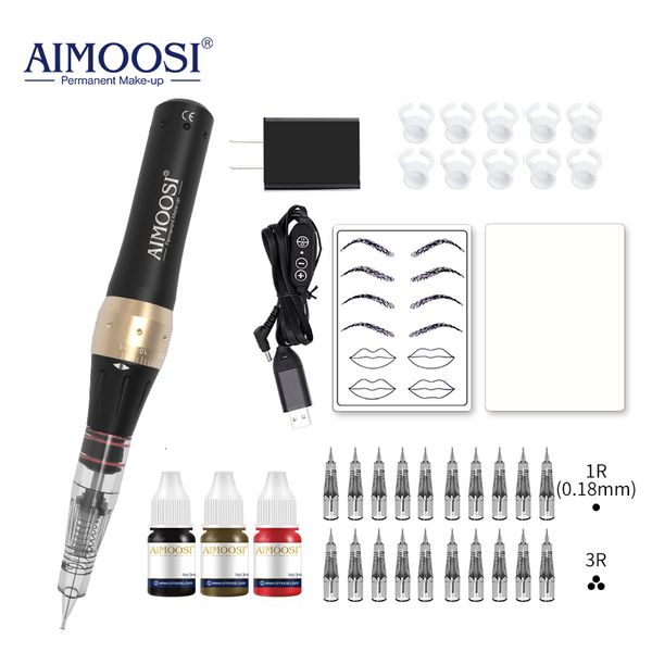 Tätowiermaschine AIMOOSI M7 Tätowiermaschine Set Micro Bead Lip PMU Gun Pen Permanent Make-up Professionelle Produkteinführung 230425