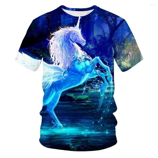 Herren T-Shirts Sommer 2023 Flame Horse Europäischer und amerikanischer Trend Digitaldruck Kurzarm-T-Shirt Herren