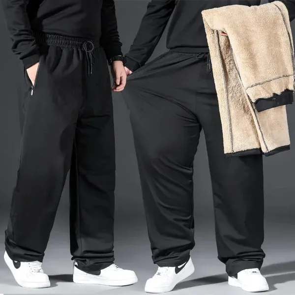 Tracksuits masculinos L-10XL Calças Casuais de Pelúcia Mens Carga Quente Plus Size Homens Calças de Inverno Streetwear Engrossado Solto