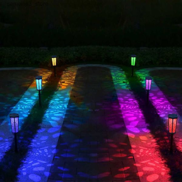 Lampade da giardino Luce solare a LED Patio esterno Vialetto Impermeabile Decorazione del giardino di Natale Luci da prato Illuminazione del percorso Lampada solare colorata Q231125