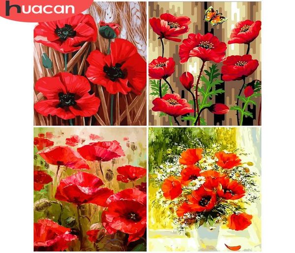 Huacan diy pintura por número flor pinturas pintadas à mão flores arte desenho em tela fotos por números kits decoração de casa7005006