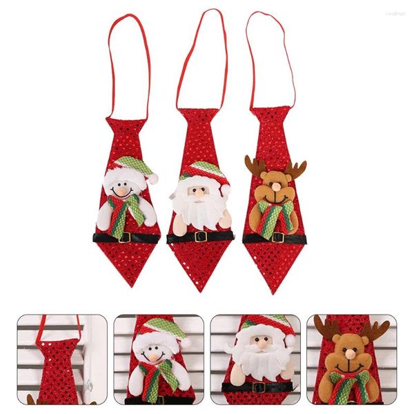 Papillon 3 pezzi Numero Cravatta natalizia Uomo Donna Ragazzi Abbigliamento Renna Cravatta in tessuto Regalo