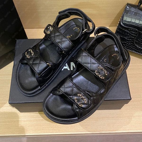 Luxus-Designer-Sandalen, Slipper, Herren-Damen-Sandalen, hochwertige Schieber, Kristall-Kalbsleder, Freizeitschuhe, gesteppte Plattform, Sommer, bequeme Strand-Freizeitschuhe