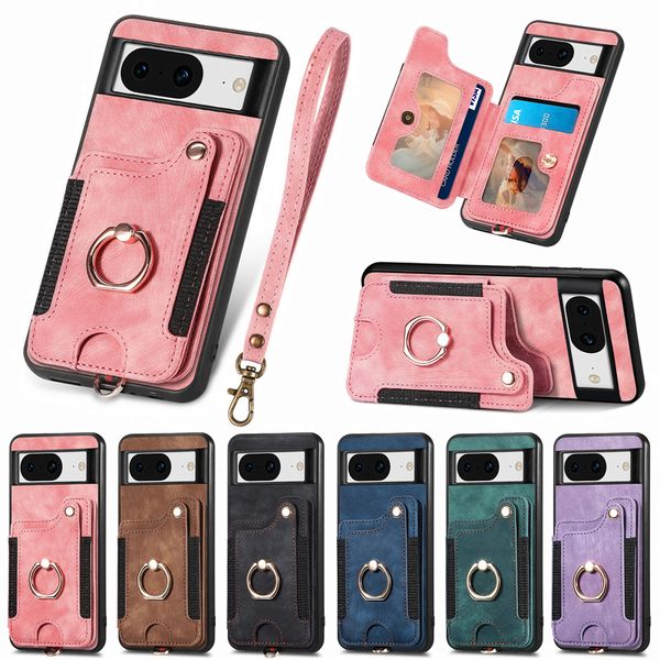 Anel de metal suporte escudo para google pixel 8 pro pixel6 pro 6a pixel7 pro 7a moldura magnética carteira retro caso telefone