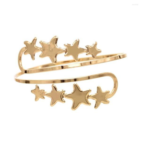 Brazalete de Color dorado Punk con brazo en espiral para mujeres y hombres, brazaletes de pentagrama, brazalete 2023, pulseras de tendencia, accesorios de joyería