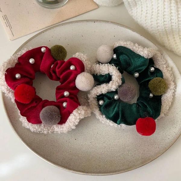 Saç Aksesuarları Peluş Ball Velvet Scrunchies Elastik Bant Tie İnci Halat At kuyruğu Tutucusu kalın bağırsak