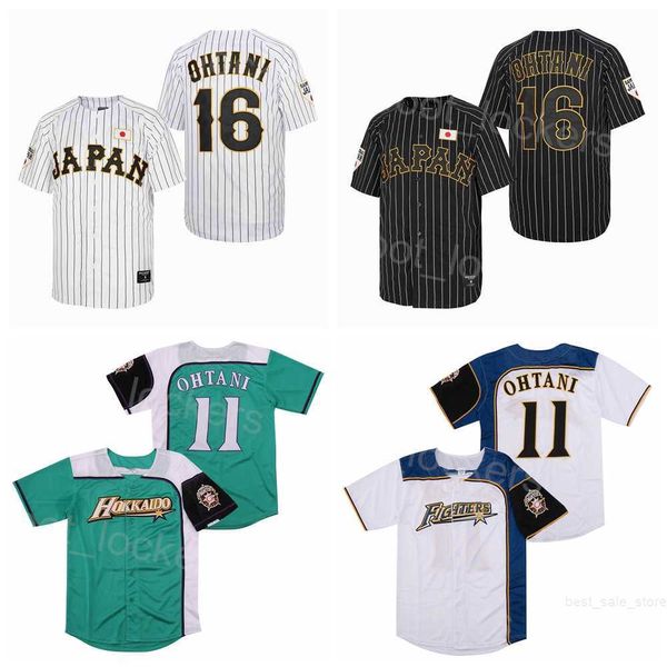 Japão Moave Baseball Jerseys Film 16 Shohei Ohtani 11 Hokkaido Nippon Ham Fighters Team Pinstripe Breathable Cool Base Base de Hiphop Universidade Cooperada