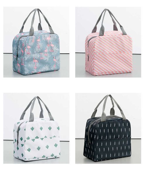 Eisbeutel/Isothermische Taschen Funktionales Muster Kühler Lunchbox Tragbare Isolierte Canvas-Lunchtasche Thermische Lebensmittel-Picknicktaschen Für Frauen Kinder J230425