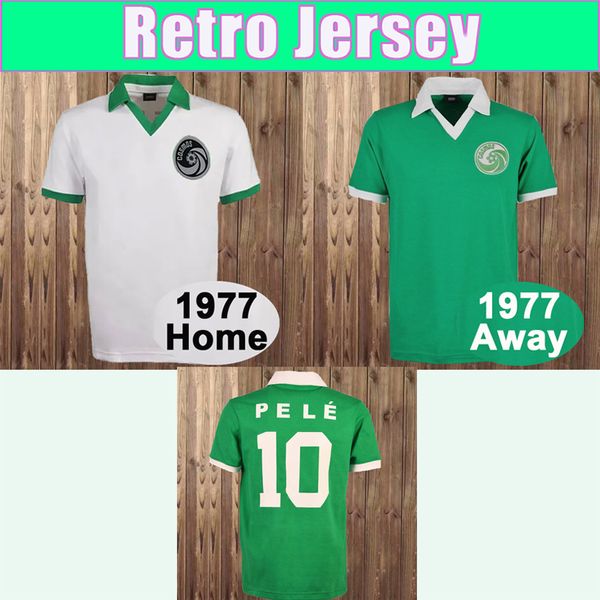 1977 Maglie da calcio da uomo cosmos retrò Nuova Casa bianca Away Green Football Uniforms a manica corta