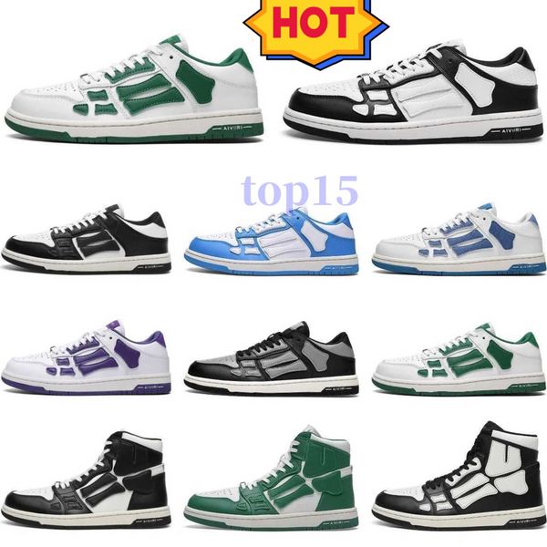 Designer sapatos casuais skel top baixo osso tênis de couro esqueleto azul vermelho branco preto verde cinza homens mulheres sapatos de treinamento ao ar livre eur35-45 02