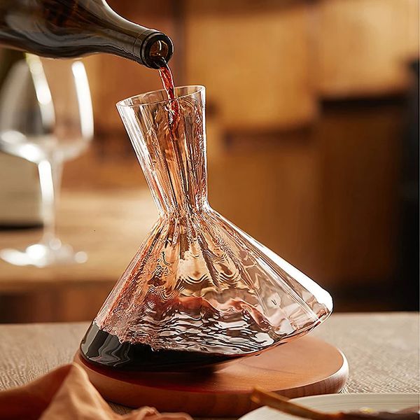 Bar ferramentas de alta qualidade cristal de vidro decanter presente 360 girando tumbler 1500ml separador de vinho champanhe garrafa de uísque para a família 231124