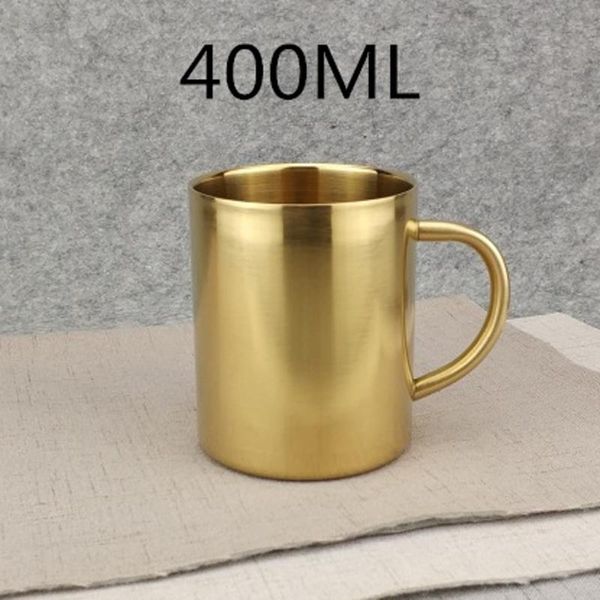 Tassen Edelstahl doppelwandig isolierte Tasse Wasser Kaffeetasse 400ml Rose GoldMugs