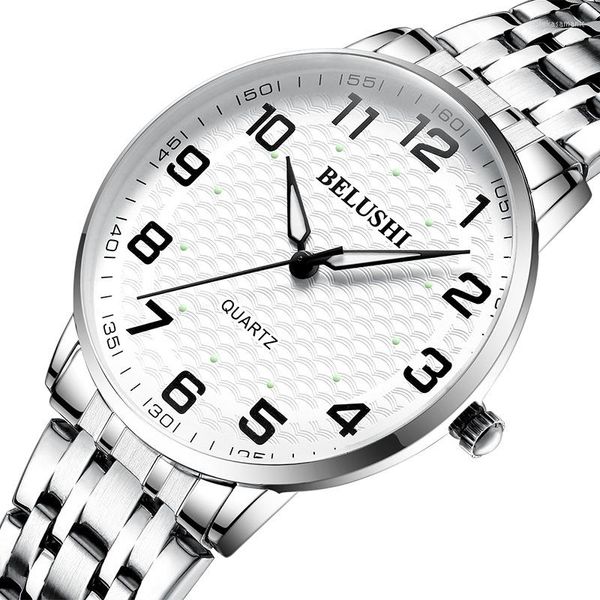 Armbanduhren BELUSHI Großes digitales Leuchtzifferblatt Älteres Paar Armbanduhr Wasserdichtes Stahlband Quarzuhr Damen Luxus Herren