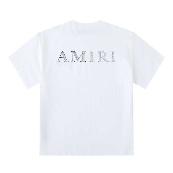 Tasarımcı Moda Giyim Tees Tshirt Amiiri Amiiri Style 22ss Bone Made Old Print High Street Kısa Kollu T-shirt Satılık Lüks Casual Streetwear