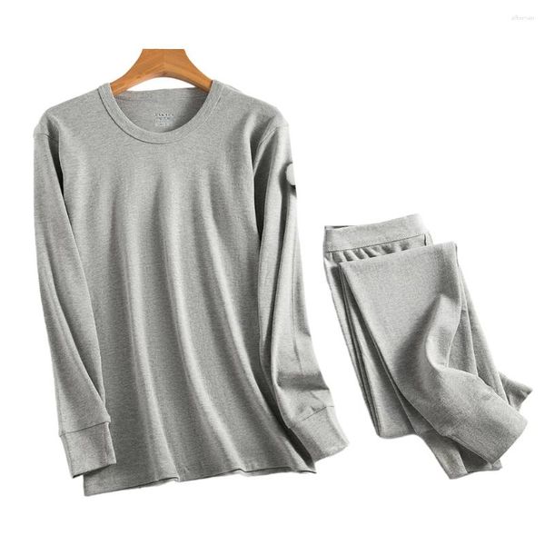 Herren-Nachtwäsche, 2-teiliges Pyjama-Set, für Herren, Winter, O-Ausschnitt, Thermo-Unterwäsche, lang, oben, unten, Unterwäsche, Anzüge, solide, kausale Dessous, bequem