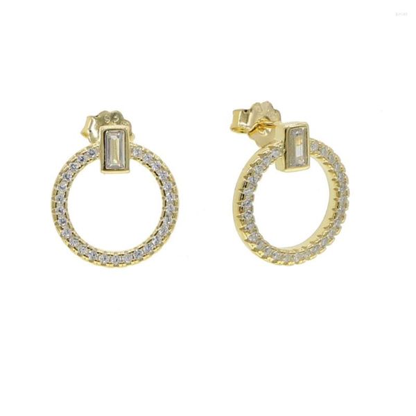 Orecchini a bottone 13mm cerchio 925 argento sterling scintillante zircone a fila singola per le donne Brincos Oorbellen Pendientes