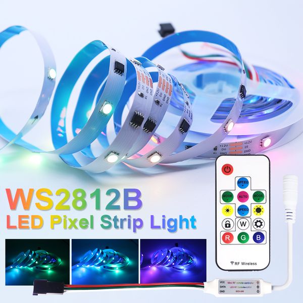 Полоски 5M WS2812B Светодиодная полоска Light Light WS2812 Smart Lights DC12V White PCB.