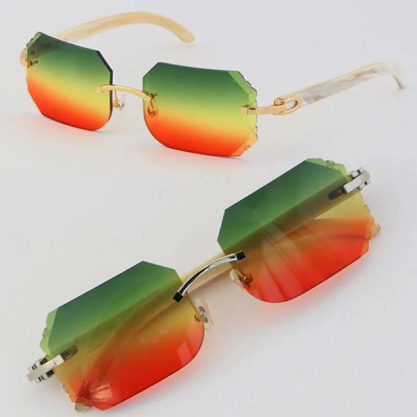 Металлические солнцезащитные очки T8200768 Белый искренний натуральный буйвол Рог Хорн Солнечные очки UV400