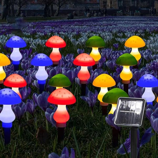 Rasenlampen Outdoor Led Solar Pilz Lichter Solarbetriebene Landschaft String Licht Für Hof Terrasse Garten Rasen Dekor Q231125