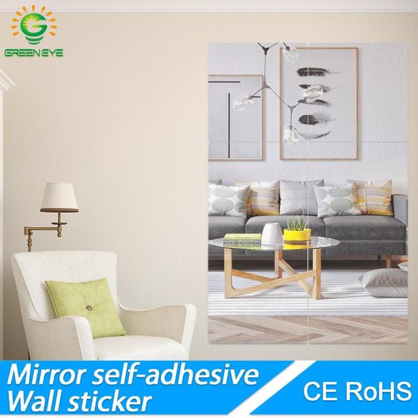Adesivi murali Specchio autoadesivo 30 30 cm Adesivo quadrato Carta di cristallo Decalcomania 3D fai da te Soggiorno Decorazione bagno
