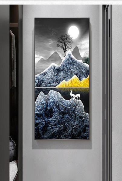 Dipinto su tela moderno astratto nero e oro Snow Mountain Immagini di arte della parete per soggiorno Decorazioni per la casa Senza cornice5570829