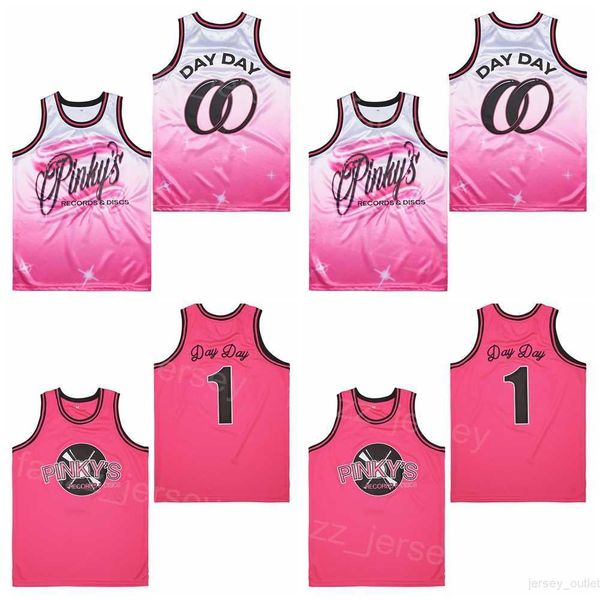 Pallacanestro 1 PINKYS Maglie cinematografiche GIORNO GIORNO SUCCESSIVO VENERDÌ RECORDS AIRBRUSH NICKELODEON Retro HipHop Pink Team College Per gli appassionati di sport Puro cotone traspiranteVintage