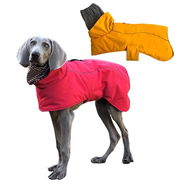 Cão vestuário quente gola de inverno casaco impermeável colete pet snowsuit roupas jaqueta de lã para raças médias a muito grandes 231124