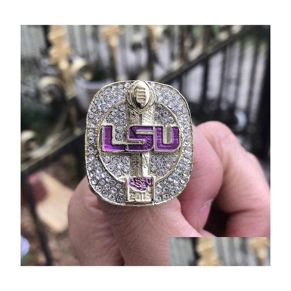 Cluster-Ringe LSU Tiger S Nationals Team Champions Championship Ring mit Holzkiste Souvenir Männer Fan Geschenk Wholesal Drop Delivery Jewe Dh6Kx