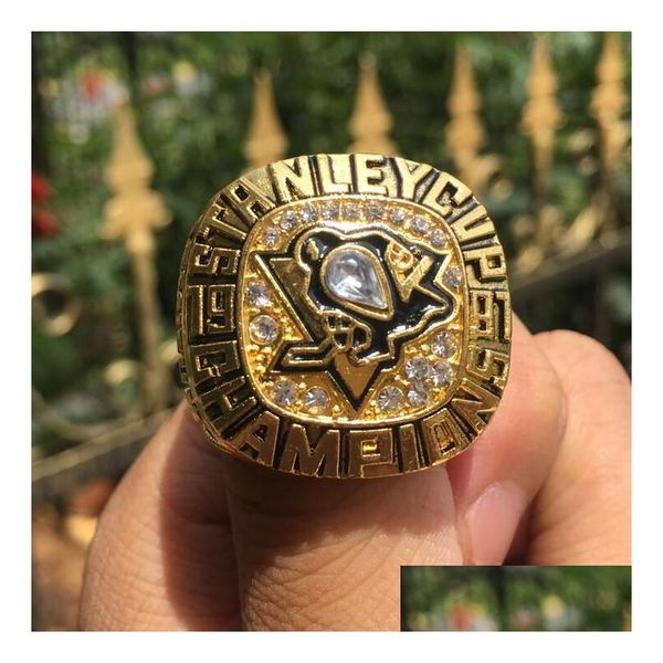 Cluster Rings 1991 Pittsburgh Penguins Crosby Stanley Cup Hockey Championship Ring Set Uomo Fan Souvenir Regalo Drop Drop Deliv Dhwfn