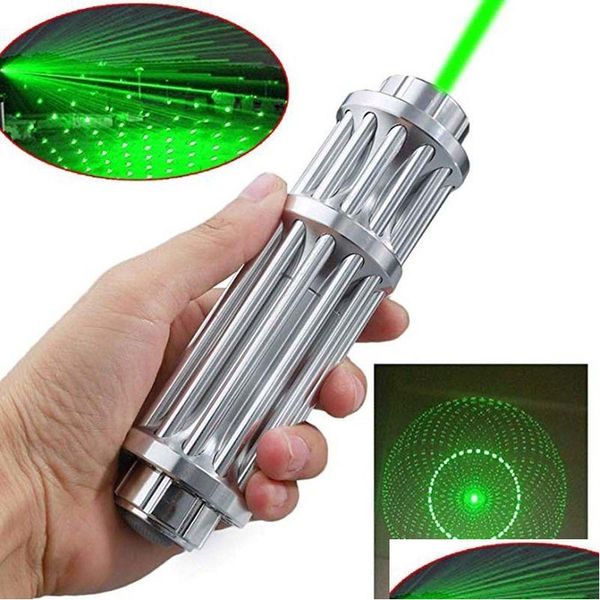 Laserpointer Großhandel High Power Green Silber 532Nm 10000M Pen Lazer Focus Einstellbares Brennspiel für die Jagd 220510 Drop Delivery Otims