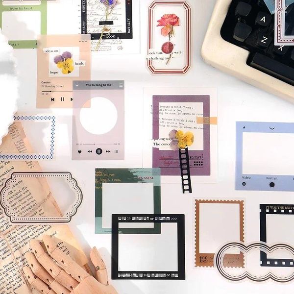 Hediye sargısı 15pcs Pet Frame Serisi Çıkartmalar Önemsiz Dergi Scrapbooking Arka Plan Dekoratif Kırtasiye Malzemeleri Malzeme