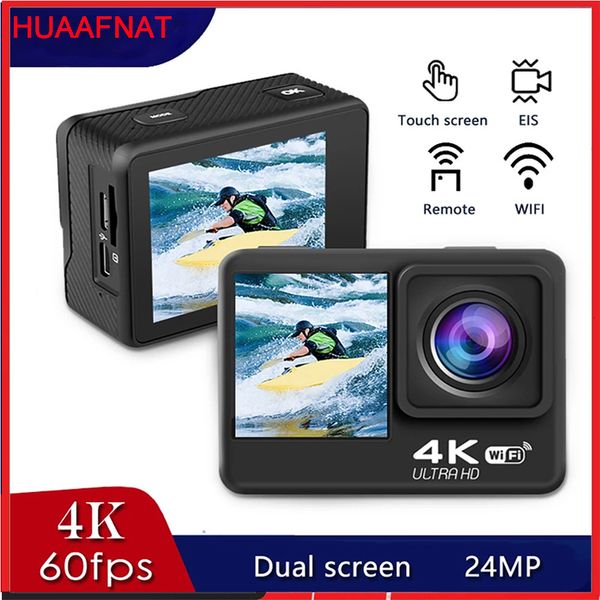 Fotocamere digitali Huafant G9 Kamera Aksi 4K 60FPS 24MP 2 0 LCD Sentuh EIS Layar Ganda WiFi Tahan Air Telecomando 4X Zoom Go Sports Pro Datang 230425