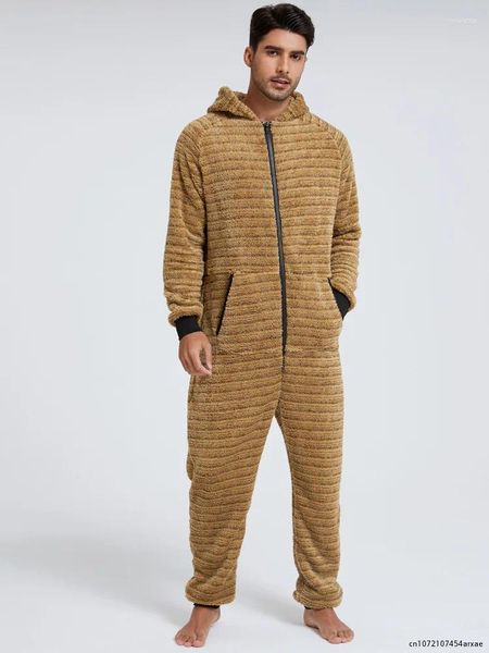 Männer Nachtwäsche Korallen Fleece Hoodie Pyjamas Männer Einfarbig Zipper Overall Langarm Kleidung Herbst Winter Warme Pyjama Set