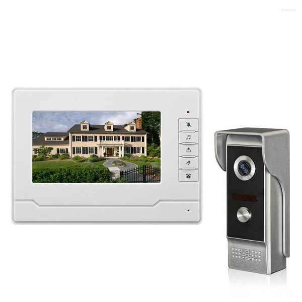 Video Kapı Telefonları İntercom 7''inch Kablolu Telefon Görsel Kapı Zili Monitör Kamera Kiti Ev Güvenliği