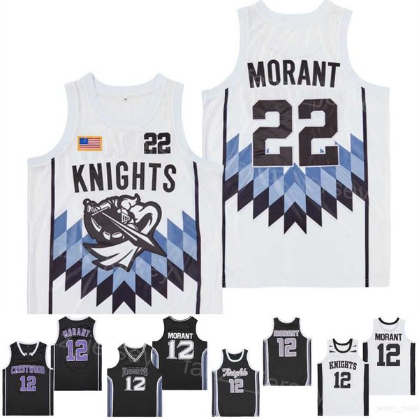 Basketball Lycée Crestwood Ja Morant Maillots 12 Moive KNIGHTS ALTERNATE BLACK CRESTWOOD Blanc Couleur HipHop Broderie Pour Les Fans De Sport Chemise Respirante Hommes