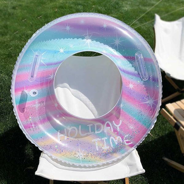 Vida Vida Bóia Novo Estrelas Coloridas de Lantejoulas Float Inflatable Float Baby Girl Ring Ring Summer Beach Party Toys Swimming Circle J230424